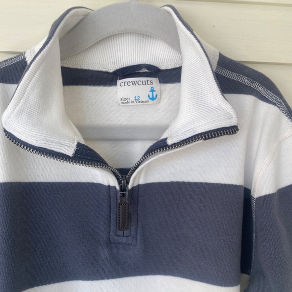 Boy's Crewcuts 1/2 Zip Top Cream/Grey, size 12 - Picture 2 of 3